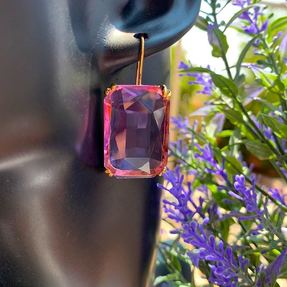 Large Lavender Crystal Earrings - Picture 3 of 6